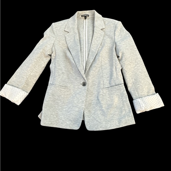 Express Jackets & Blazers - Express Medium gray knit blazer soft stretch fitted career casual jacket Chic
